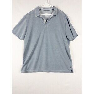 Tommy Bahama Polo Shirt Mens XL‎ Blue Short Sleeve Logo Tencel Blend Classic